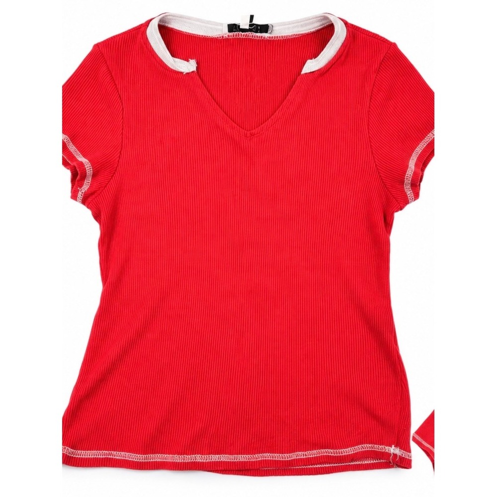 Fitz + Eddi Womens Ribbed Knit Short Sleeve XS